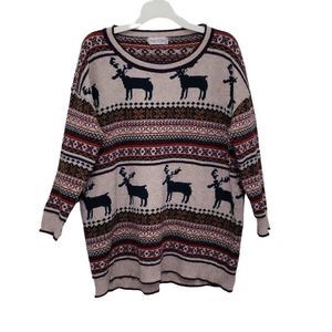 Vogue of Eden Size XL Cream Deer Heavy Sweater